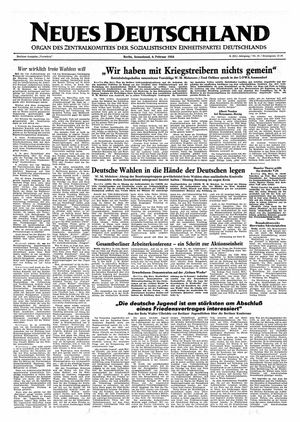 Neues Deutschland Online-Archiv vom 06.02.1954