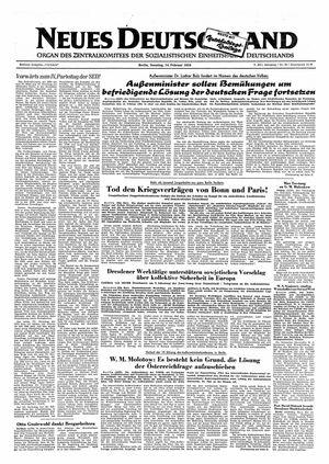 Neues Deutschland Online-Archiv vom 14.02.1954
