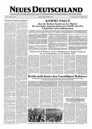 Neues Deutschland Online-Archiv vom 19.02.1954
