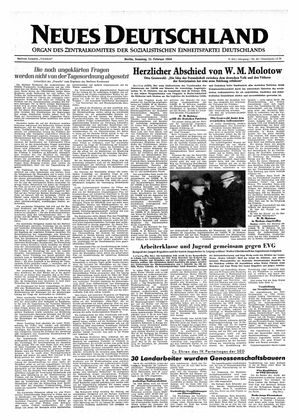 Neues Deutschland Online-Archiv vom 21.02.1954