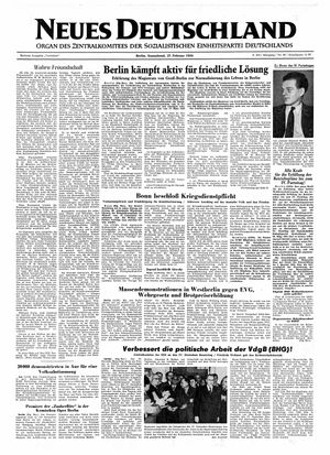 Neues Deutschland Online-Archiv vom 27.02.1954