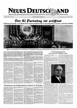 Neues Deutschland Online-Archiv vom 31.03.1954