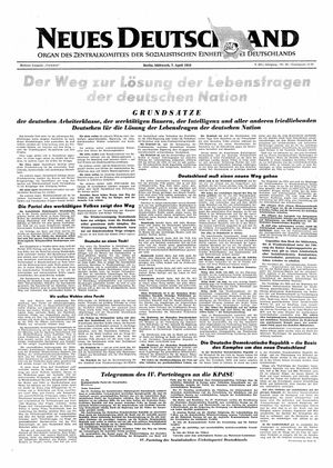 Neues Deutschland Online-Archiv vom 07.04.1954