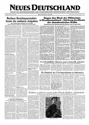 Neues Deutschland Online-Archiv vom 15.04.1954
