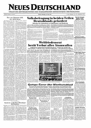 Neues Deutschland Online-Archiv vom 25.05.1954