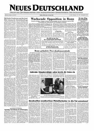 Neues Deutschland Online-Archiv vom 16.06.1954