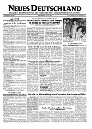 Neues Deutschland Online-Archiv vom 23.06.1954