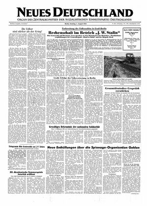 Neues Deutschland Online-Archiv vom 01.08.1954