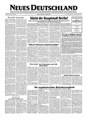 Neues Deutschland Online-Archiv vom 03.08.1954