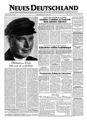 Neues Deutschland Online-Archiv vom 18.08.1954