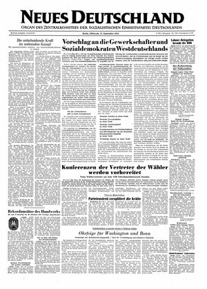 Neues Deutschland Online-Archiv vom 15.09.1954