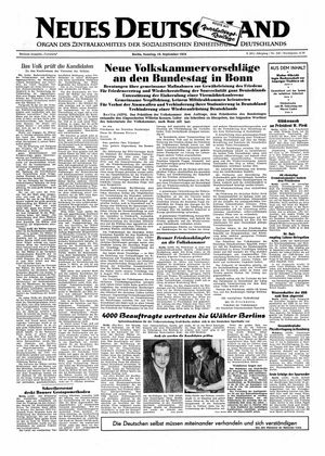 Neues Deutschland Online-Archiv vom 19.09.1954