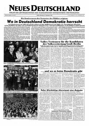 Neues Deutschland Online-Archiv vom 21.09.1954