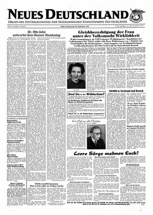 Neues Deutschland Online-Archiv vom 30.09.1954
