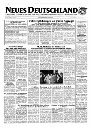 Neues Deutschland Online-Archiv vom 09.10.1954