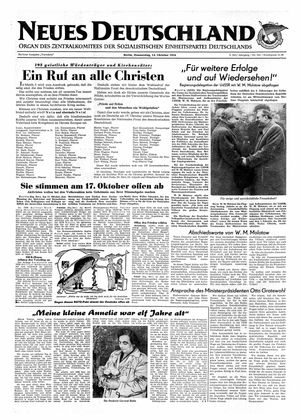 Neues Deutschland Online-Archiv vom 14.10.1954