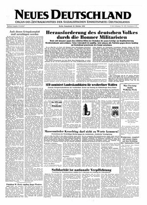 Neues Deutschland Online-Archiv vom 23.10.1954