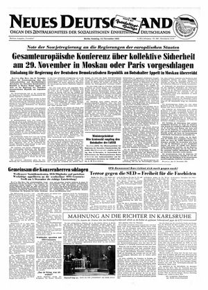 Neues Deutschland Online-Archiv vom 14.11.1954