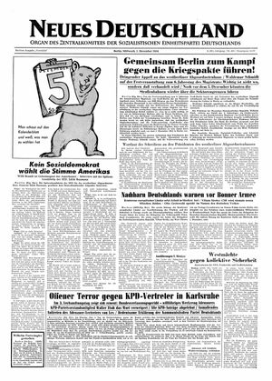 Neues Deutschland Online-Archiv vom 01.12.1954