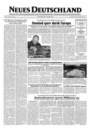 Neues Deutschland Online-Archiv vom 22.12.1954
