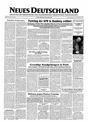 Neues Deutschland Online-Archiv vom 29.12.1954