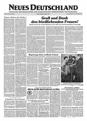 Neues Deutschland Online-Archiv vom 08.03.1955