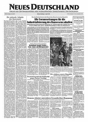 Neues Deutschland Online-Archiv vom 05.04.1955