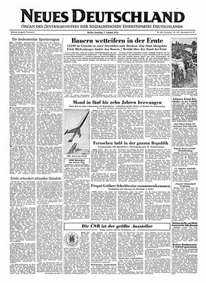 Neues Deutschland Online-Archiv vom 07.08.1955