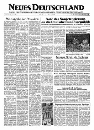 Neues Deutschland Online-Archiv vom 20.08.1955
