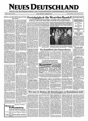 Neues Deutschland Online-Archiv vom 07.09.1955