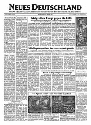 Neues Deutschland Online-Archiv vom 10.02.1956