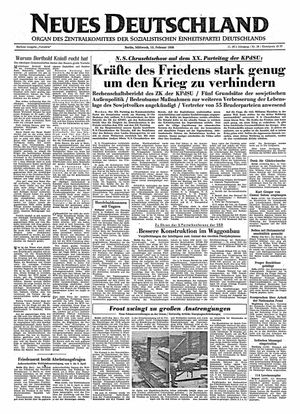 Neues Deutschland Online-Archiv vom 15.02.1956