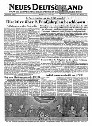 Neues Deutschland Online-Archiv vom 31.03.1956