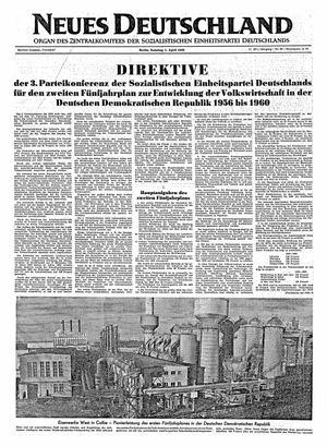 Neues Deutschland Online-Archiv vom 01.04.1956