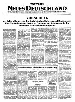 Neues Deutschland Online-Archiv vom 03.04.1956