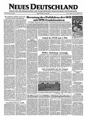 Neues Deutschland Online-Archiv vom 04.04.1956