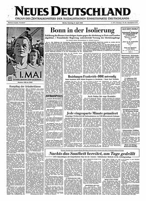 Neues Deutschland Online-Archiv vom 08.04.1956