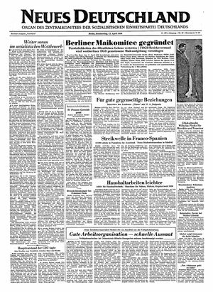 Neues Deutschland Online-Archiv vom 12.04.1956