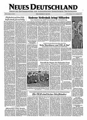 Neues Deutschland Online-Archiv vom 14.04.1956
