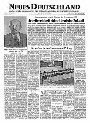 Neues Deutschland Online-Archiv vom 22.04.1956