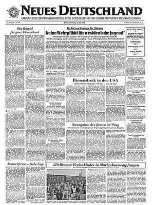 Neues Deutschland Online-Archiv vom 03.07.1956