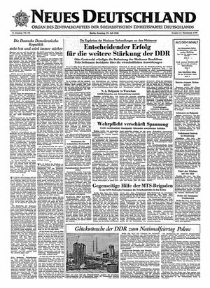 Neues Deutschland Online-Archiv vom 22.07.1956