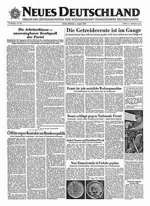 Neues Deutschland Online-Archiv vom 01.08.1956