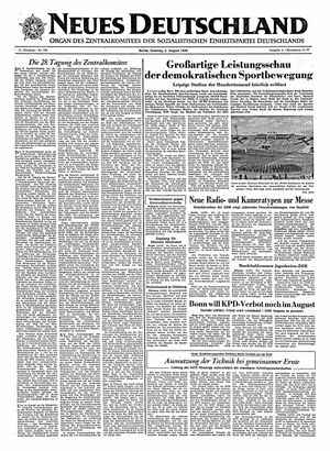 Neues Deutschland Online-Archiv vom 05.08.1956