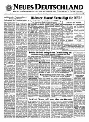 Neues Deutschland Online-Archiv vom 15.08.1956