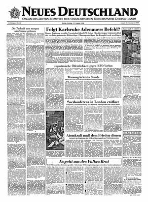 Neues Deutschland Online-Archiv vom 17.08.1956
