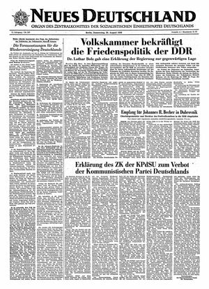 Neues Deutschland Online-Archiv vom 30.08.1956