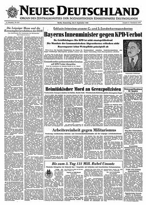 Neues Deutschland Online-Archiv vom 06.09.1956