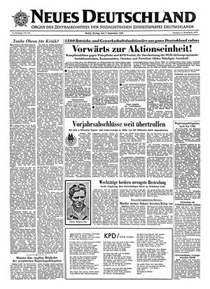 Neues Deutschland Online-Archiv vom 07.09.1956