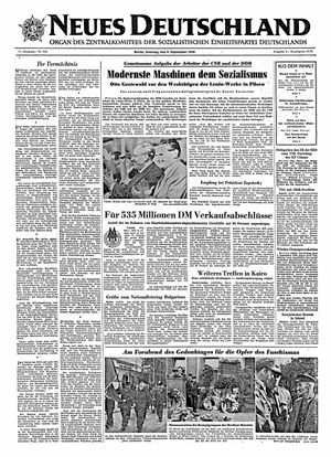 Neues Deutschland Online-Archiv vom 09.09.1956